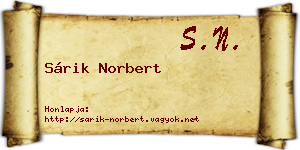 Sárik Norbert névjegykártya