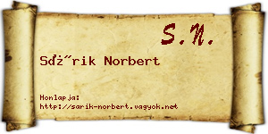 Sárik Norbert névjegykártya